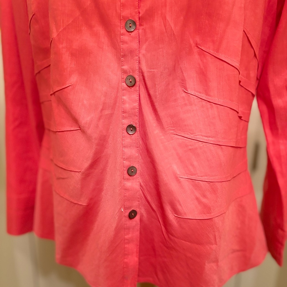 NIC+ ZOE Woman’s Burnt Orange LINEN Blend Soft Fabric Button-Down Shirt, Size: L - Picture 5 of 10